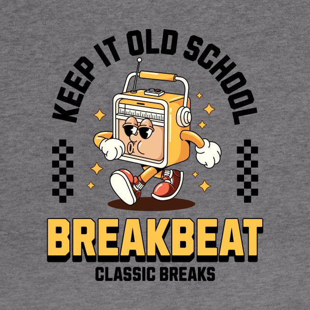 BREAKBEAT  - Keep It Old School Mascot (Black/Mustard) by DISCOTHREADZ 